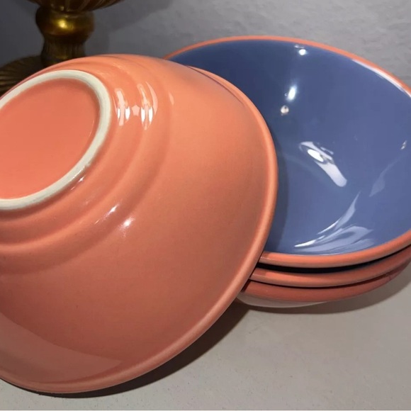 (1) Lindt Stymeist Colorways Ceramic Cereal Bowl Salmon and Blue 6.5" Soup/Salad - Picture 2 of 8